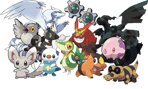  'mons for Pokémon Black (on the left) and Pokémon White (on the right).